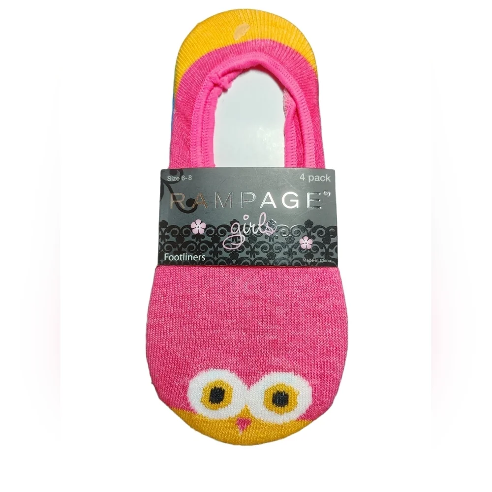 Rampage Girls 4pk Footliners Shoe Size 6-8
